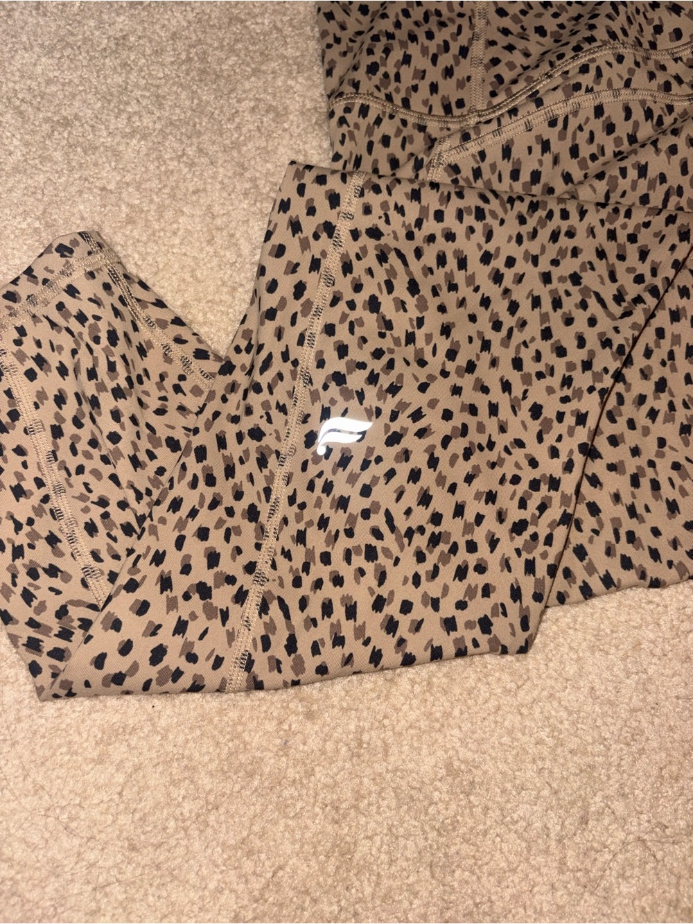 Fabletics Taupe and Black Animal Print Leggings